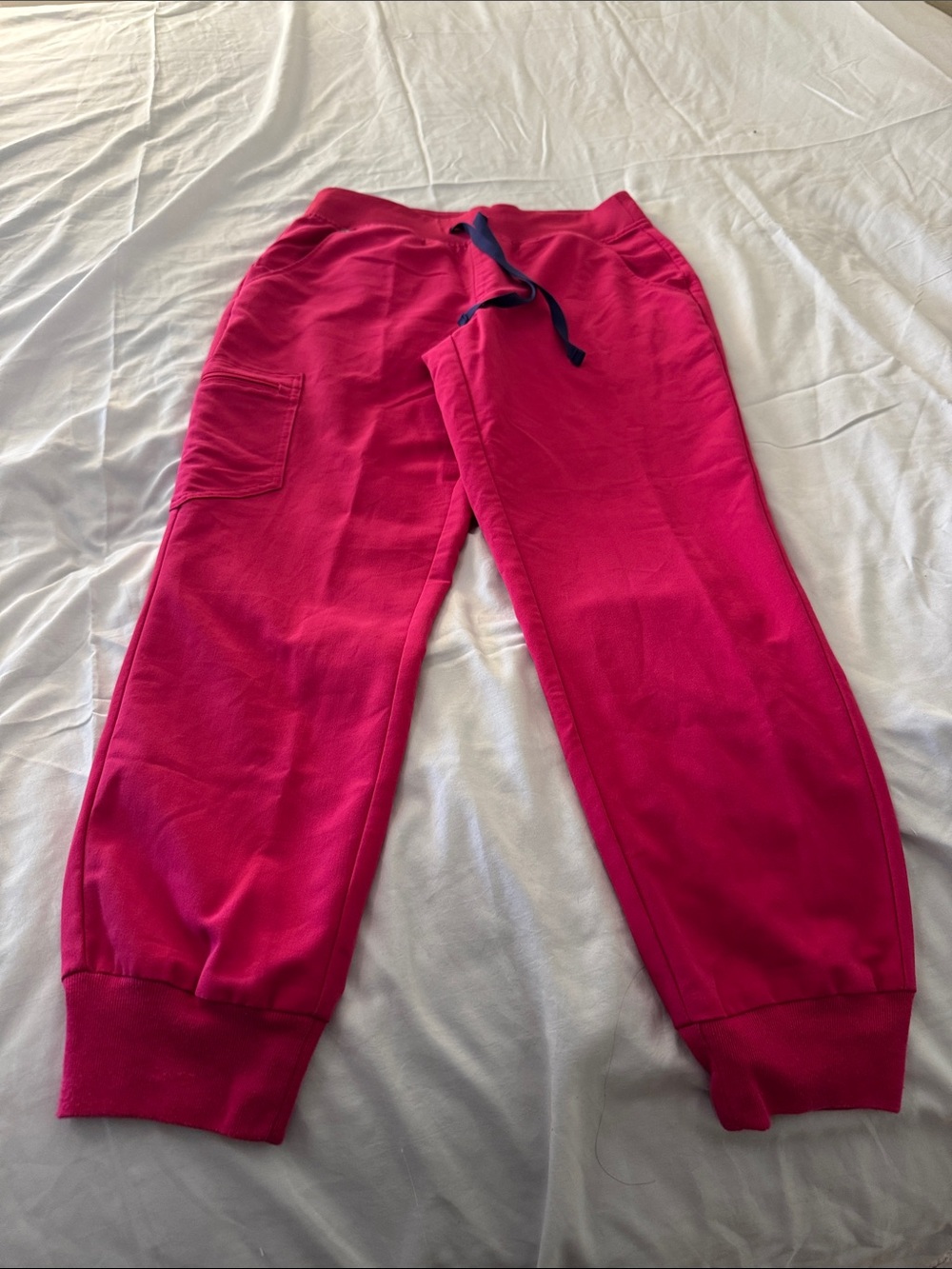 Figs Pink Jogger Sweatpants with Purple Drawstring